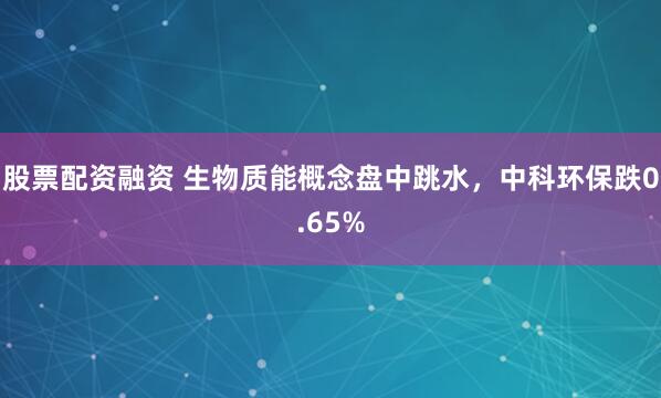 股票配资融资 生物质能概念盘中跳水，中科环保跌0.65%