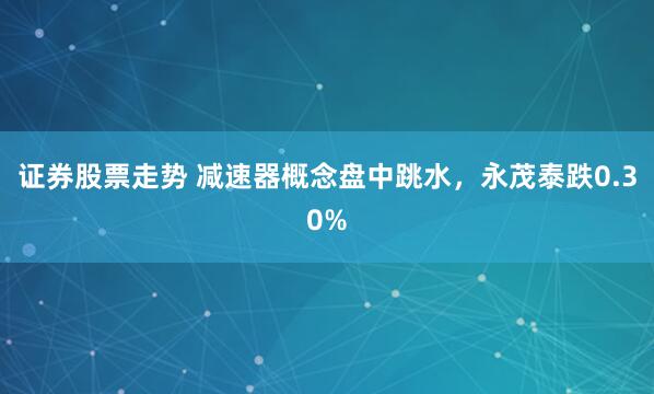 证券股票走势 减速器概念盘中跳水，永茂泰跌0.30%