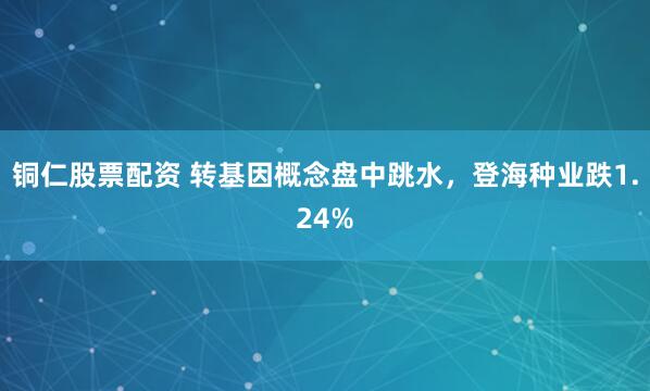 铜仁股票配资 转基因概念盘中跳水，登海种业跌1.24%